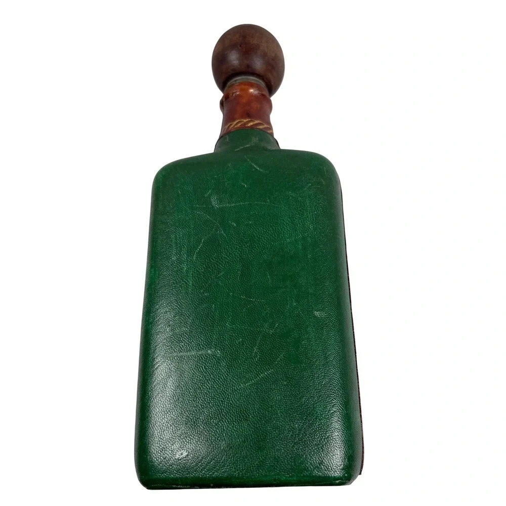 Vintage Italian Style World Map Liquor Decanter Wood Stopper Barware